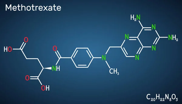 Metotrexato Molécula Mtx Droga Antineoplásica Usada Tratamiento Del Cáncer Psoriasis — Vector de stock
