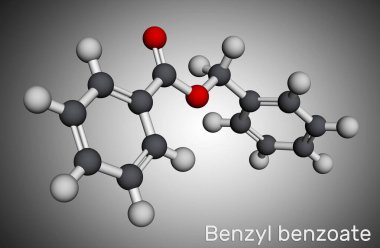 Benzil benzoat molekülü. Uyuz ve bitlerin güncel tedavisidir. Moleküler model. 3 boyutlu görüntüleme. Görüntü