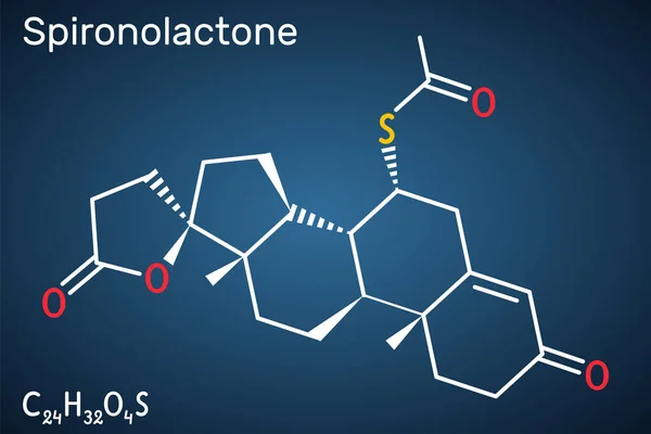 Spironolactone Molecule Aldosterone Receptor Antagonist Used Treatment Hypertension Hyperaldosteronism Edema — Stock Vector