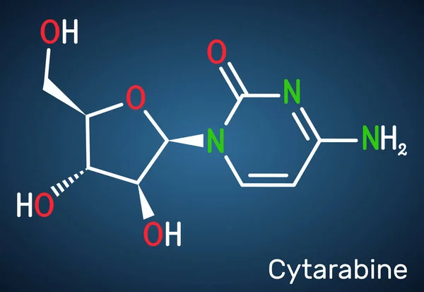 Citarabina Citosina Arabinósido Molécula Ara Medicación Quimioterapia Fórmula Química Estructural — Vector de stock