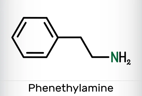 Fenetilamina Molécula Pea Alcaloide Monoamínico Estimulante Del Sistema Nervioso Central — Vector de stock