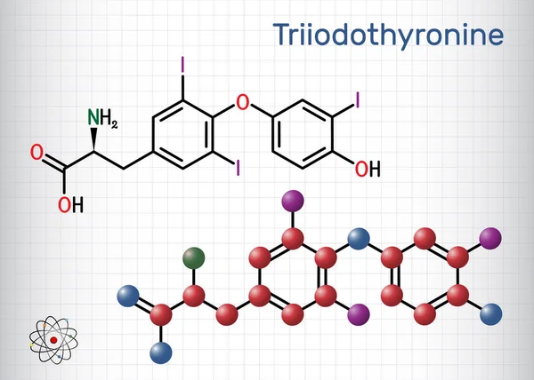 Triyodotironina Molécula Liotironina Hormona Tiroidea Hormona Glándula Pituitaria Utilizada Para — Vector de stock