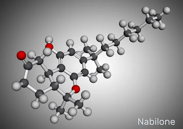 Molécula Nabilona Cannabinoide Sintético Utilizado Como Droga Antiemética Modelo Molecular — Foto de Stock