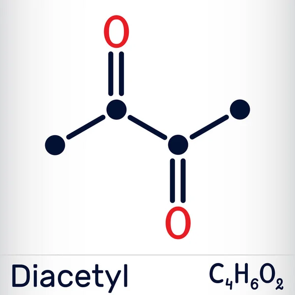 Diacetyl Butanedion Molekül Kommt Alkoholischen Getränken Vor Und Wird Manchen — Stockvektor