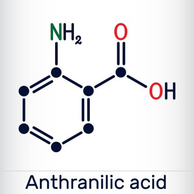 Anthranilic asit molekülü. Bu aminobenzoik aromatik asit. İskelet kimyasal formülü. Vektör illüstrasyonu