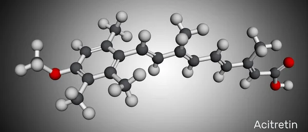 Molecula Acitretină Este Retinoid Utilizat Tratamentul Psoriazisului Model Molecular Redare — Fotografie, imagine de stoc