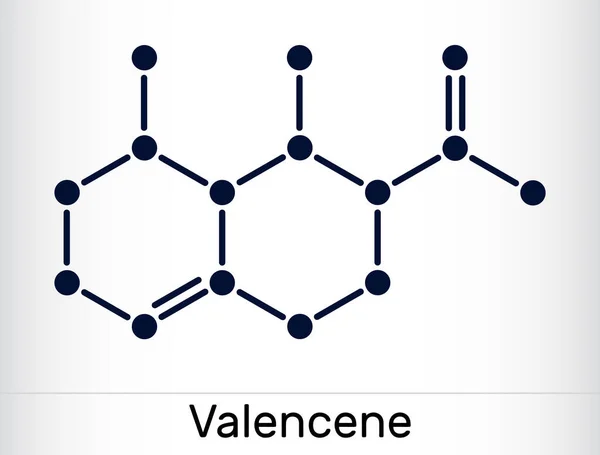 Valencene Molecule Carbobicyclic Compound Sesquiterpene Aroma Component Citrus Fruit Skeletal — Stock Vector