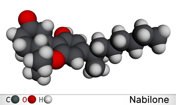 Nabilone Molecule Synthetic Cannabinoid Used Antiemetic Drug Molecular Model Rendering — Stock Photo, Image