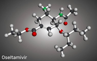 Oseltamivir antiviral drug molecule. Molecular model. 3D rendering. Illustration  clipart