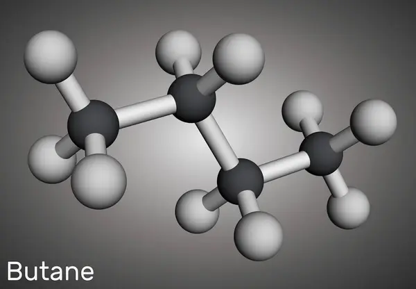 Butan C4H10 Alkanmolekylen Molekylär Modell Återgivning Illustration — Stockfoto