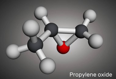 Propilen oksit molekülü. Moleküler model. 3 boyutlu görüntüleme. Görüntü