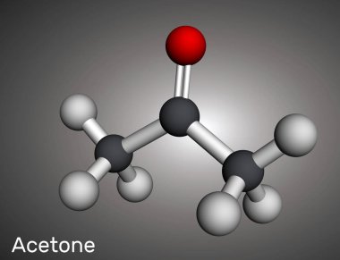 Aseton keton molekülü. Bu organik çözücü. Moleküler model. 3 boyutlu görüntüleme. Görüntü