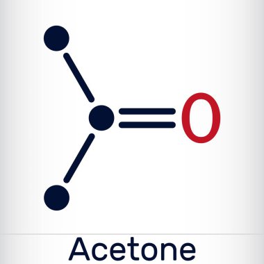 Acetone ketone molecule. It is organic solvent. Skeletal chemical formula. Vector illustration clipart