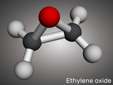 Ethylene oxide, oxirane C2H4O molecule. Molecular model. 3D rendering. Illustration clipart