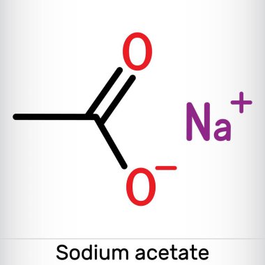 Sodium acetate molecule. It is food additive E262. Skeletal chemical formula. Vector illustration clipart