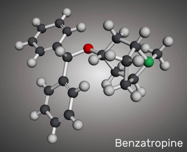 Benztropin molekülü. Parkinson hastalığının tedavisinde kullanılır. Moleküler model. 3 boyutlu görüntüleme. Görüntü