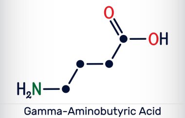 Gama-aminobürik asit (GABA) molekülü. Rahatlama nörotransmiterinin kimyasal yapısı. Vektör illüstrasyonu