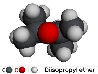 Diizopropil eter molekülü. Moleküler model. 3 boyutlu görüntüleme. Görüntü