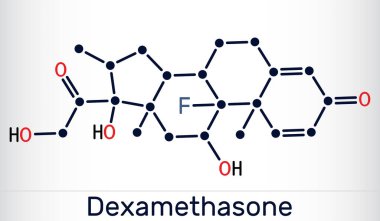 Dexamethasone molekül kimyasal yapısı. Kortikosteroid tedavisi. Bilimsel vektör çizimi