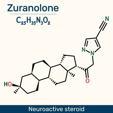 Zuranolone molekülü. Doğum sonrası depresyon tedavisinde kullanılan nöroaktif steroid
