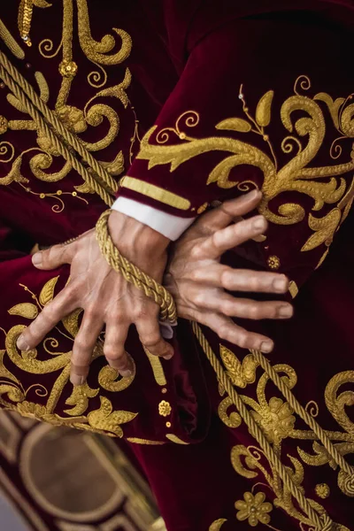 stock image detail of hands of a holy week sculpture