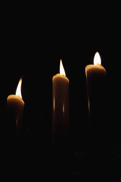 Four Candles Mirror Light Candle Light — Stock Photo, Image