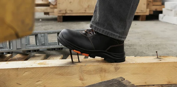 Safety Shoes Strong Shoes Because Penetrated Nails Other Dangerous Objects — Stock Photo, Image