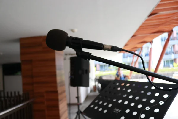 Alto Falantes Microfones Outros Sistemas Som Palco — Fotografia de Stock