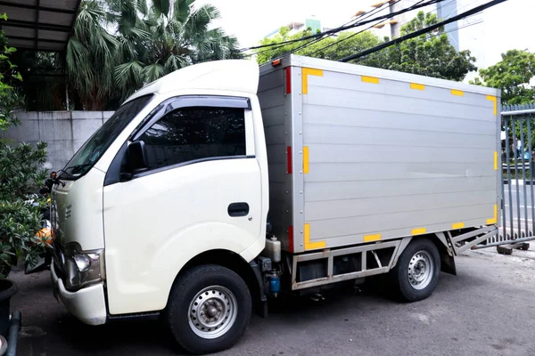 stock image Photo of a box car for delivery and transporting goods to customers, usually used by shipping companies