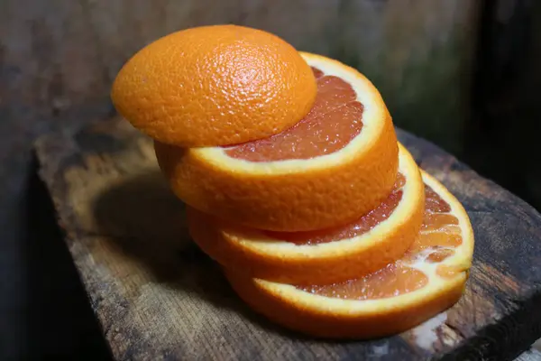 Foto Rodajas Naranja Que Ven Frescas Llenas Vitamina — Foto de Stock