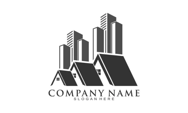 Residência Cidade Ilustração Vetor Logotipo — Vetor de Stock