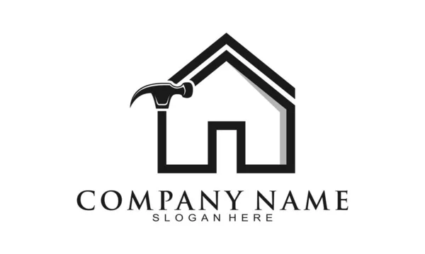 House Building Repair Logo Design — Stock Vector