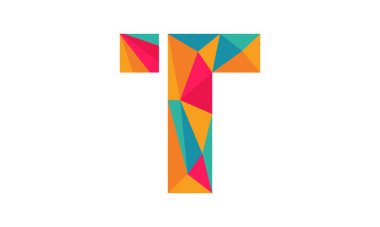 T harfi alfabesi soyut vektör tasarımı