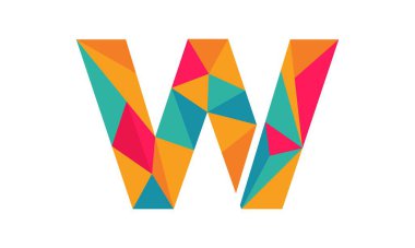 W harfi alfabesi soyut vektör tasarımı