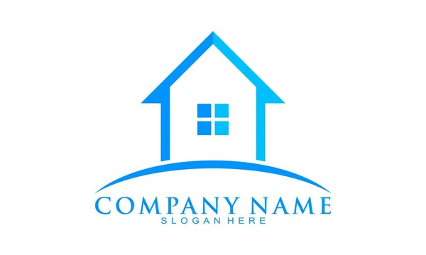Simple Blue House Vector Logo — Stock Vector