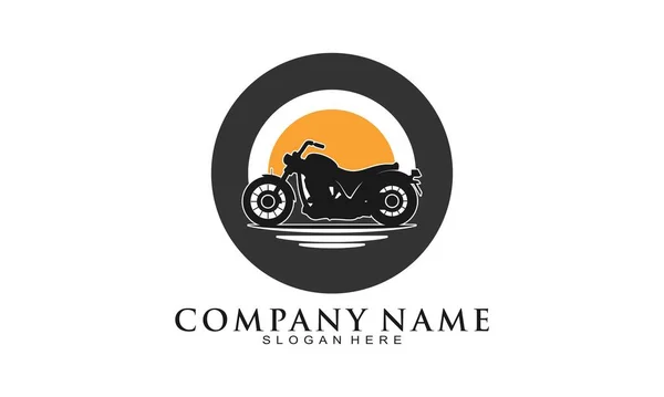 Moto Croisière Sur Route Avec Logo Vectoriel Coucher Soleil — Image vectorielle