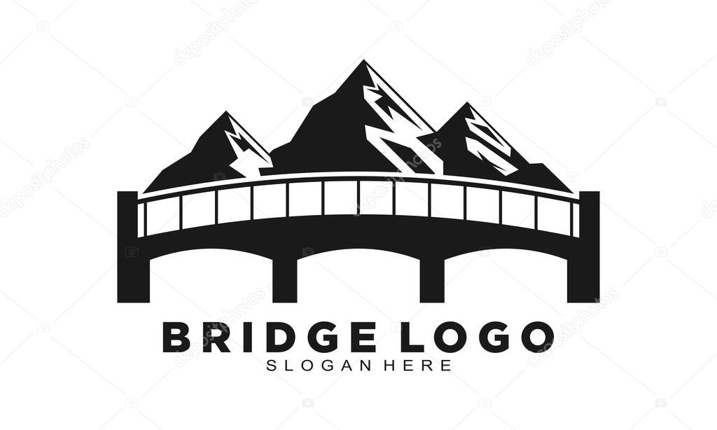 Bridge with mountain vector logo