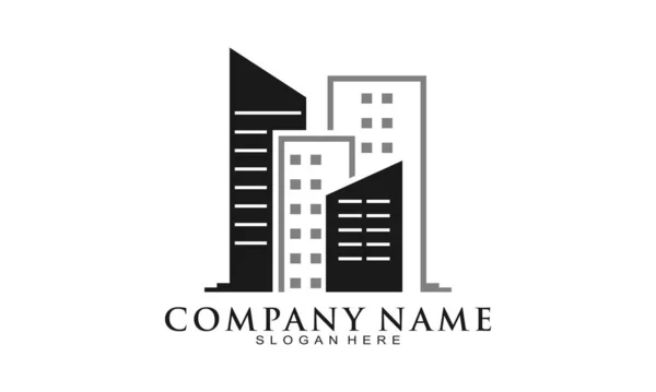 Cidade Edifício Ilustração Vetor Logotipo — Vetor de Stock