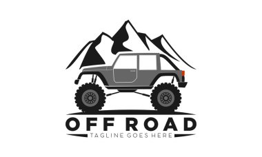 Dağ vektör logosuna sahip off road car