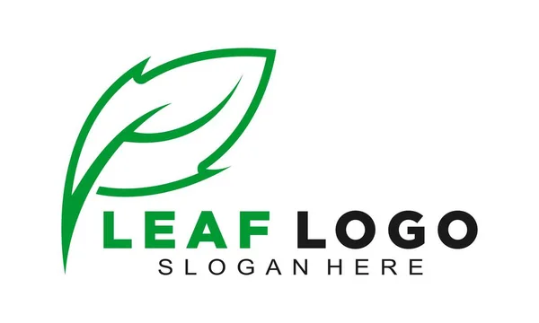 Simple Leaf Symbol Vector Logo — Stok Vektör