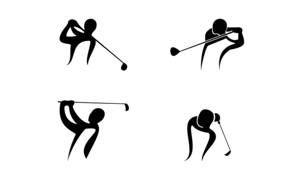 Golfer Disegno Semplice Set Illustrazione Vettoriale — Vettoriale Stock