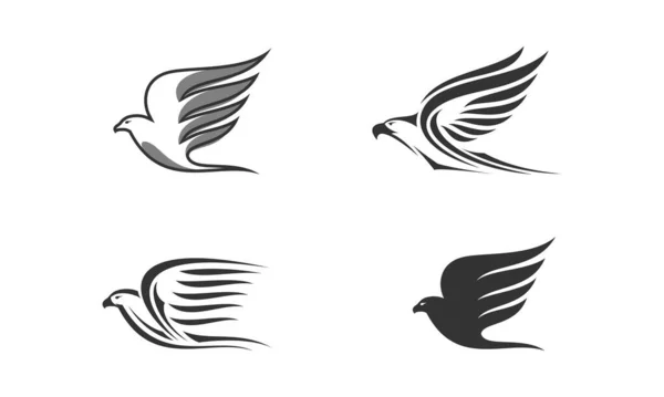 Conjunto Aves Voadoras Ilustração Desenho Vetorial — Vetor de Stock