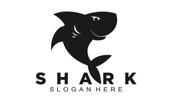 Niedlichen Hai Illustration Vektor Logo — Stockvektor