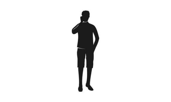 Mannen Met Handtelefoon Illustratie Vector Ontwerp — Stockvector