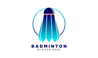 Zarif mavi badminton penis illüstrasyon vektör logosu