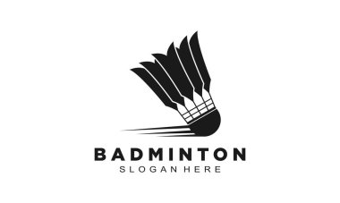 Siyah badminton penis illüstrasyon vektör logosu