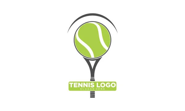 Bola Tênis Com Raquete Ilustração Logotipo Vetor —  Vetores de Stock