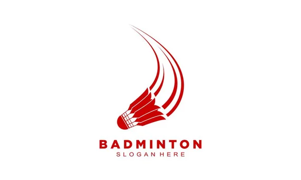 Rote Schnelle Badminton Hahn Illustration Vektor Logo — Stockvektor