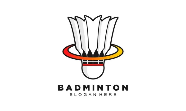 Weißer Badmintonhahn Mit Ring Illustration Vektor Logo — Stockvektor