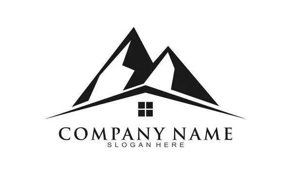 Górski Dom Dachu Ilustracja Wektor Logo — Wektor stockowy